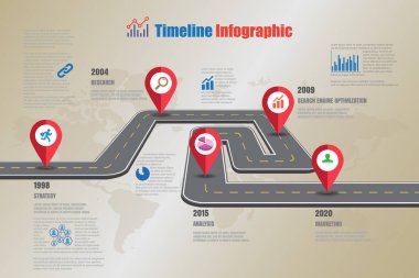 Yol haritası zaman çizelgesi Infographic, vektör çizim