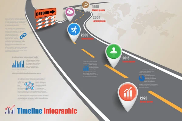 Hoja de ruta Cronología Infografía, Vector Ilustración — Archivo Imágenes Vectoriales