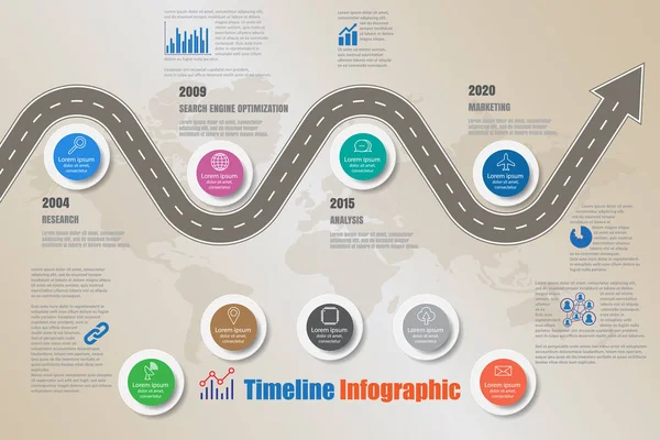 Mapa drogowa oś czasu Infographic, ilustracji wektorowych — Wektor stockowy