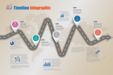 Yol haritası zaman çizelgesi Infographic, vektör çizim