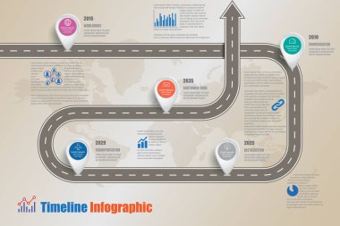 Yol haritası zaman çizelgesi Infographic, vektör çizim
