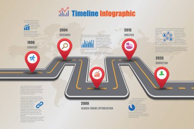 Yol haritası zaman çizelgesi Infographic, vektör çizim