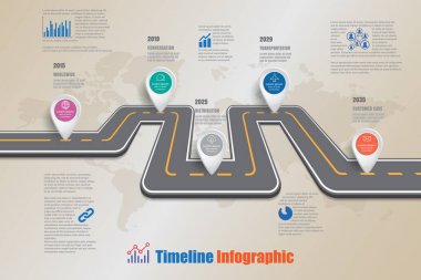 Yol haritası zaman çizelgesi Infographic, vektör çizim