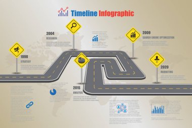 Yol haritası zaman çizelgesi Infographic, vektör çizim