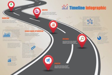 Yol haritası zaman çizelgesi Infographic, vektör çizim