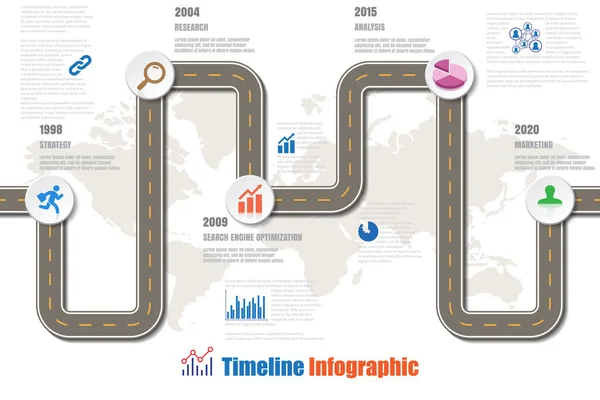 Feuille de route Chronologie Infographie, Illustration vectorielle — Image vectorielle