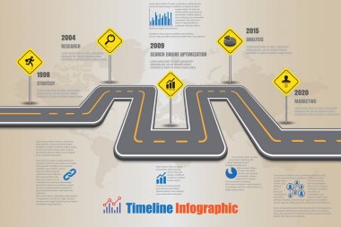 Yol haritası zaman çizelgesi Infographic, vektör çizim