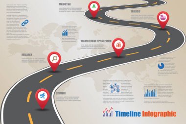 Yol haritası zaman çizelgesi Infographic, vektör çizim