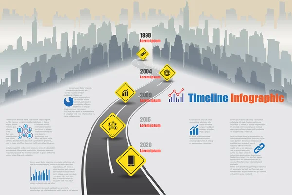 Strassenkarte Zeitleiste Infografik, Vektorillustration — Stockvektor