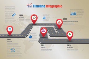 Yol haritası zaman çizelgesi Infographic, vektör çizim