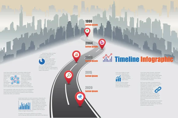 Infográfico da linha do tempo da cidade, ilustração vetorial — Vetor de Stock