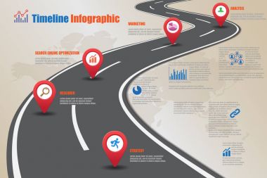 Yol haritası zaman çizelgesi Infographic, vektör çizim