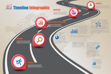 Yol haritası zaman çizelgesi Infographic, vektör çizim