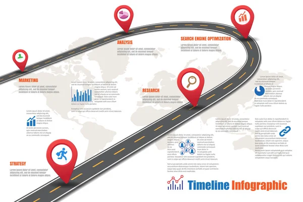 Feuille de route Chronologie Infographie, Illustration vectorielle — Image vectorielle