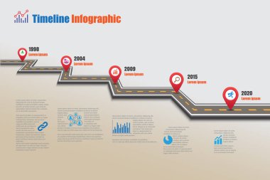 Yol haritası zaman çizelgesi Infographic, vektör çizim