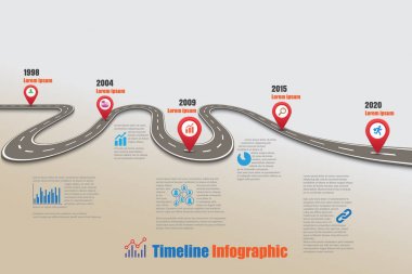 Yol haritası zaman çizelgesi Infographic, vektör çizim