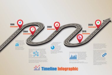Yol haritası zaman çizelgesi Infographic, vektör çizim