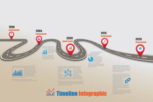 Mapa drogowa oś czasu Infographic, ilustracji wektorowych — Wektor stockowy