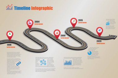 Yol haritası zaman çizelgesi Infographic, vektör çizim