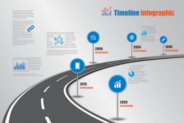 Yol haritası zaman çizelgesi Infographic, vektör çizim