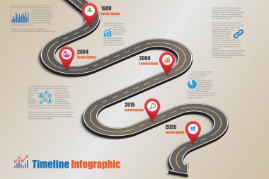 Yol haritası zaman çizelgesi Infographic, vektör çizim