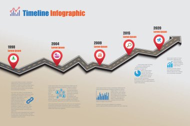 Yol haritası zaman çizelgesi Infographic, vektör çizim