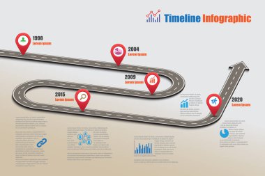 Yol haritası zaman çizelgesi Infographic, vektör çizim