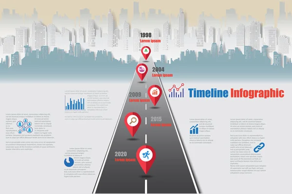 Stad tijdlijn Infographic, vectorillustratie — Stockvector