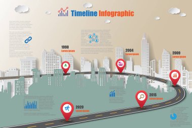 Şehir zaman çizelgesi Infographic, vektör çizim