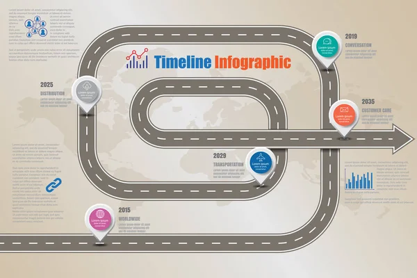 Mapa drogowa oś czasu Infographic, ilustracji wektorowych — Wektor stockowy