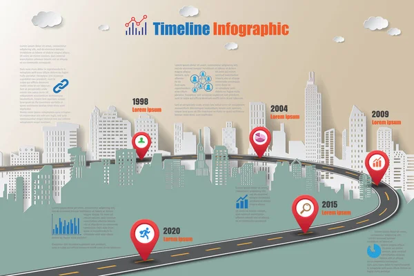 Infográfico da linha do tempo da cidade, ilustração vetorial —  Vetores de Stock