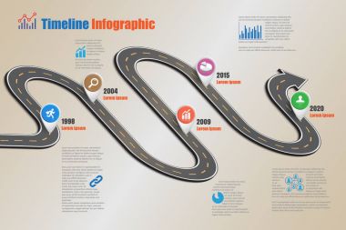 Yol haritası zaman çizelgesi Infographic, vektör çizim