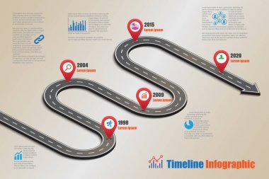 Yol haritası zaman çizelgesi Infographic, vektör çizim