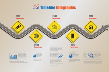 Yol haritası zaman çizelgesi Infographic, vektör çizim