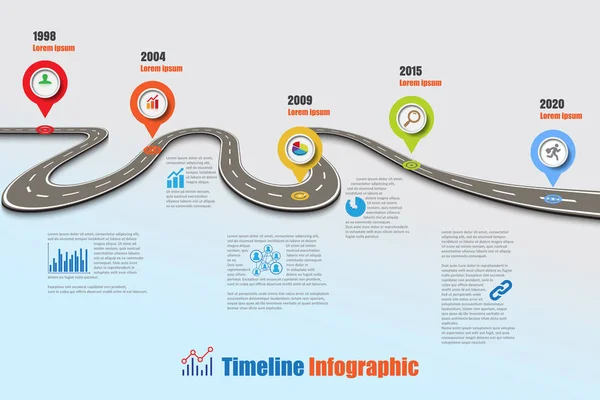 Yol haritası zaman çizelgesi Infographic, vektör çizim — Stok Vektör