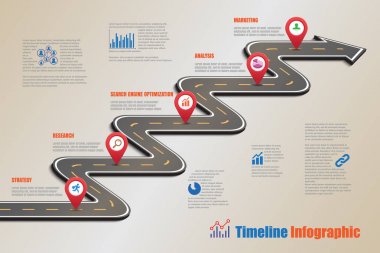 Yol haritası zaman çizelgesi Infographic, vektör çizim