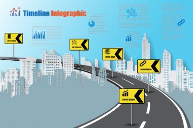 Şehir zaman çizelgesi Infographic, vektör çizim