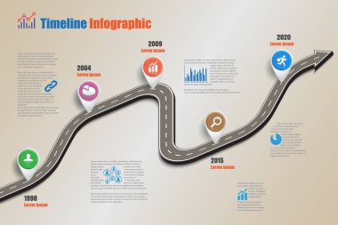 Yol haritası zaman çizelgesi Infographic, vektör çizim
