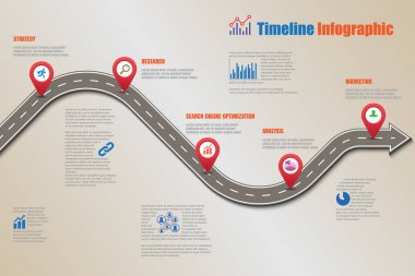Yol haritası zaman çizelgesi Infographic, vektör çizim