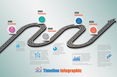 Yol haritası zaman çizelgesi Infographic, vektör çizim