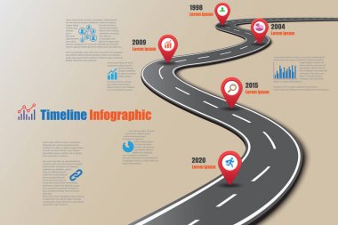 Yol haritası zaman çizelgesi Infographic, vektör çizim