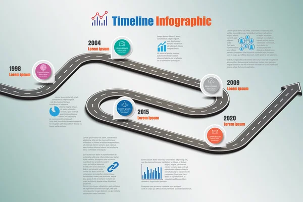 Yol haritası zaman çizelgesi Infographic, vektör çizim