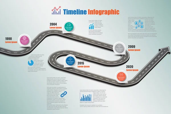 Mapa drogowa oś czasu Infographic, ilustracji wektorowych — Wektor stockowy