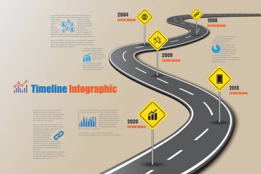 Yol haritası zaman çizelgesi Infographic, vektör çizim