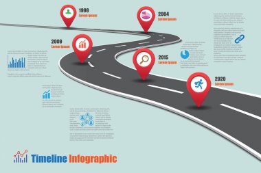 Yol haritası zaman çizelgesi Infographic, vektör çizim