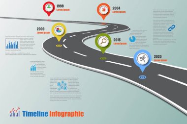 Yol haritası zaman çizelgesi Infographic, vektör çizim