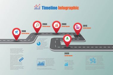 Yol haritası zaman çizelgesi Infographic, vektör çizim