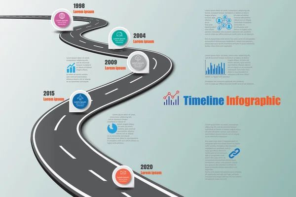 Hoja de ruta Cronología Infografía, Vector Ilustración — Archivo Imágenes Vectoriales