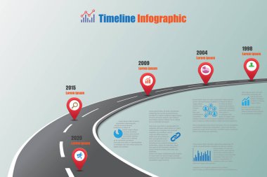 Yol haritası zaman çizelgesi Infographic, vektör çizim