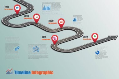 Yol haritası zaman çizelgesi Infographic, vektör çizim